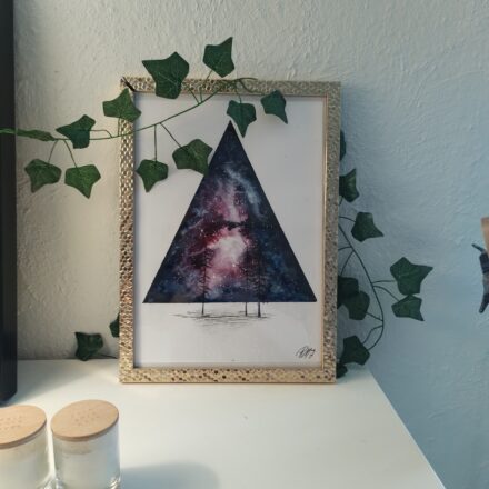 Galatic Grove – originalt akvarel maleri galakse