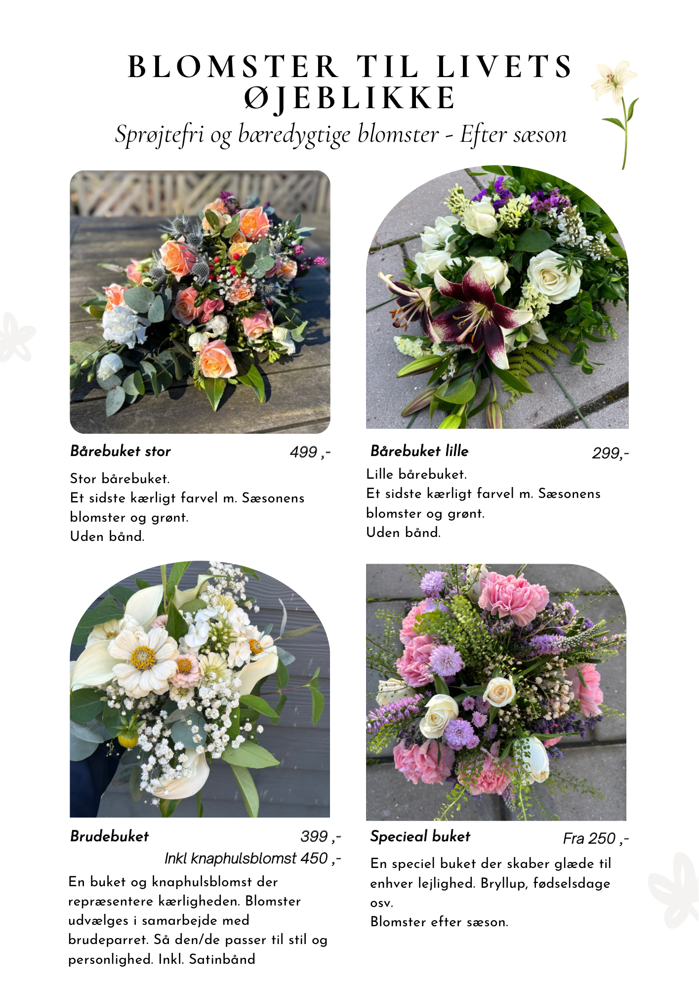KYST blomster bårebuketter bryllupsbuketter